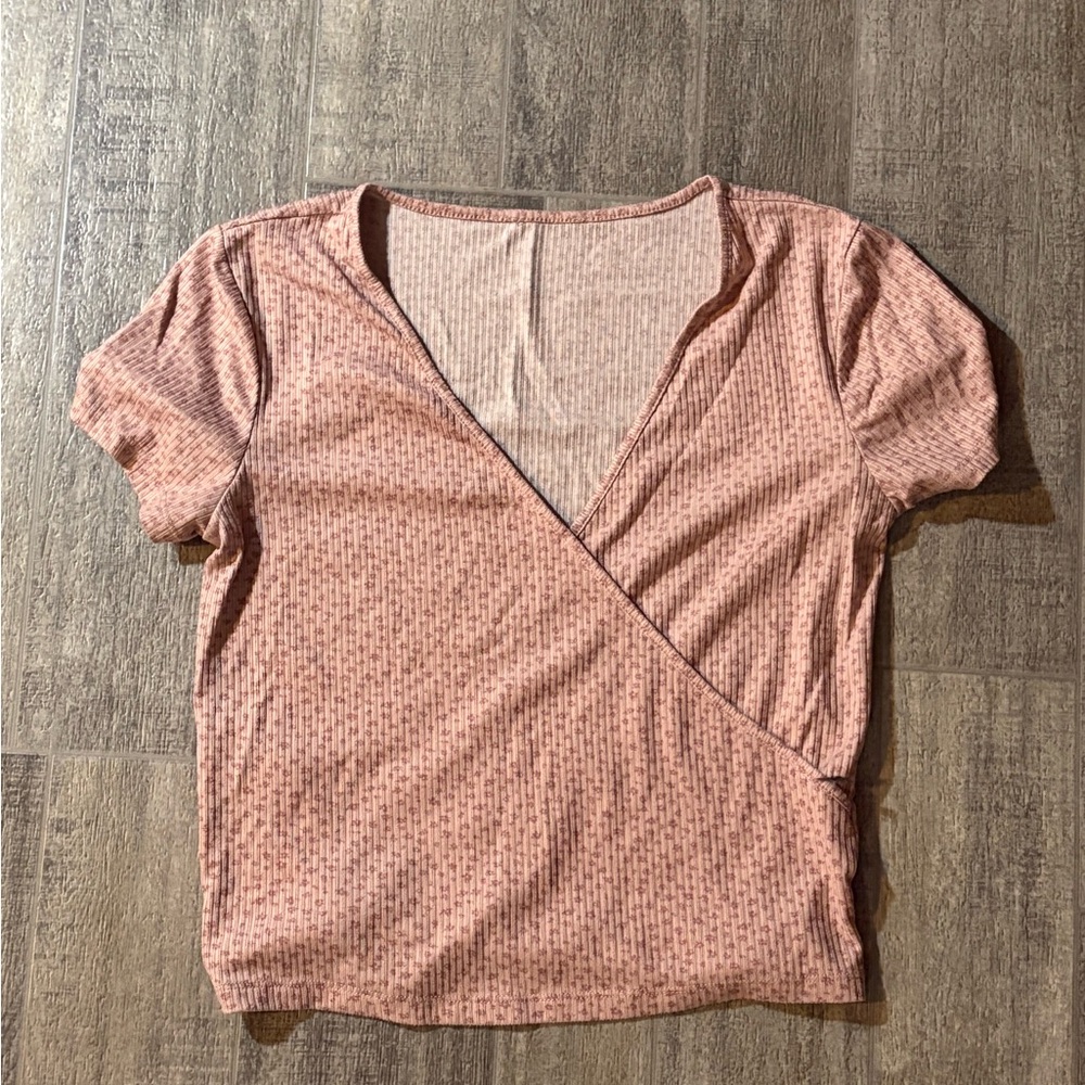 Pink Wrap-Style Women's Top